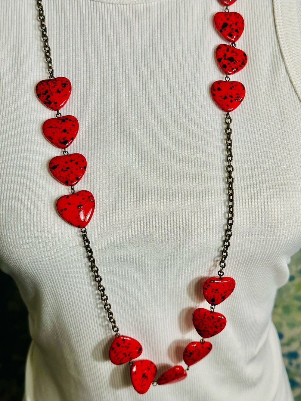 NWT Pure Expressions Red Heart Statement Necklace 36” - Picture 2 of 3